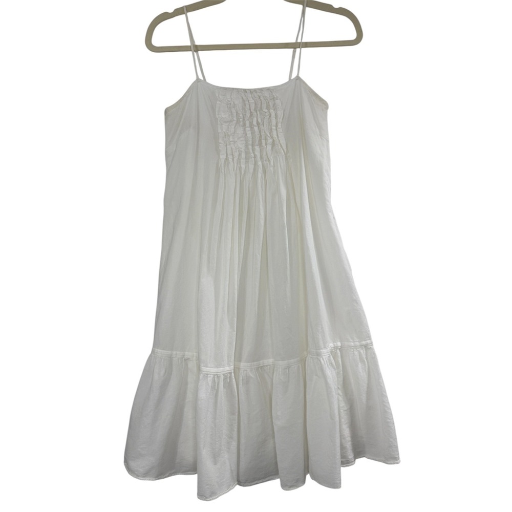 Gap Sundress Womens 4 White Smocked Tiered Ruffle Cotton Dress